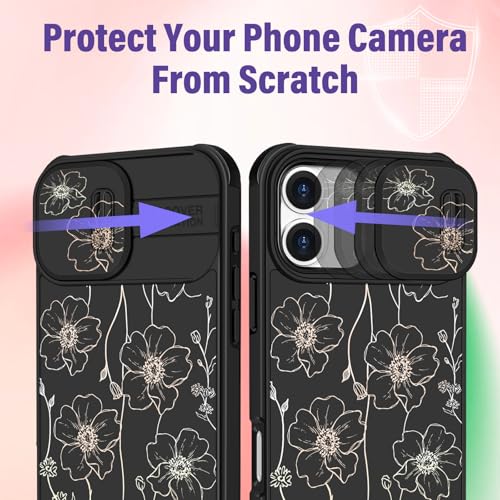 Image of Funermei for iPhone 17 Case - Women Girls Cute Phone Cover Pretty Girly Aesthetic Black Butterfly Unique Design with Slide Camera Cover and Dual Protection Funda for iPhone 17 Case