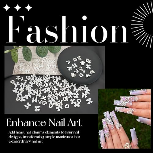 50% Off 120PCS Silver Nail Charms with 7 Shapes for Nail Art - Image 3
