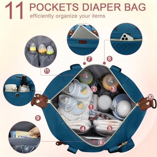 Image of Pritent Diaper Bag - Baby Diaper Bag Waterproof Large Maternity Travel Baby Bag for Mom and Dad