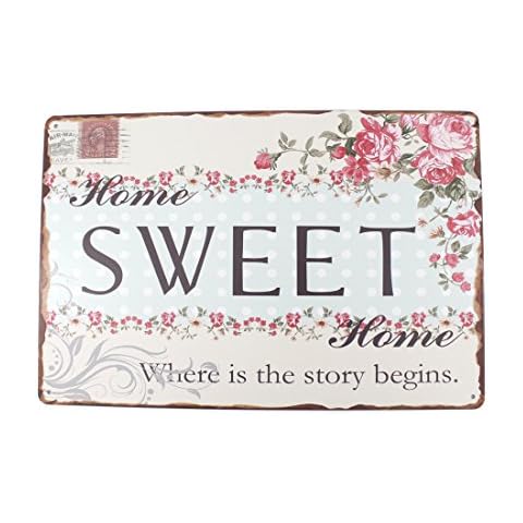 12x8 Inches Pub,bar,Home Wall Decor Souvenir Hanging Metal Tin Sign Plate Plaque (Sweet Home) Cover