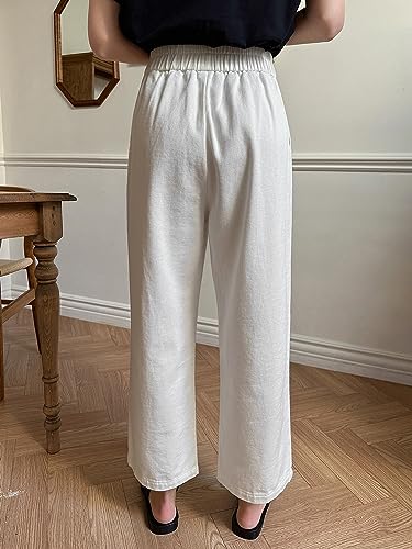 Image of Sugathari Girl's & Women's Denim Cotton Elastic Waist Cropped Straight Ankle Length Wide Leg Casual Baggy Jeans for Women, Trousers Pant for Women (Jeans 239)