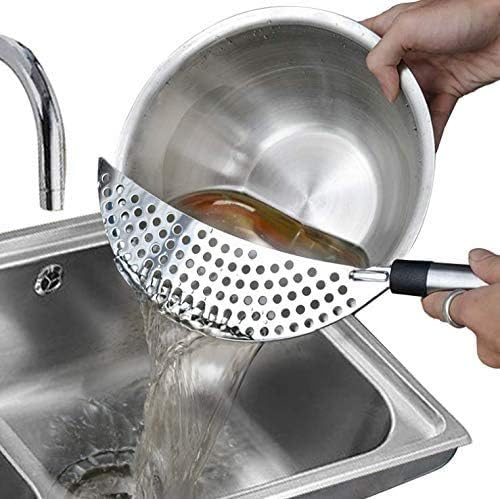 Miniatura 4 de Colador de acero inoxidable para ollas de cocina, colador multiusos para alimentos, colador de olla de media luna resistente  Escurridor de freír de