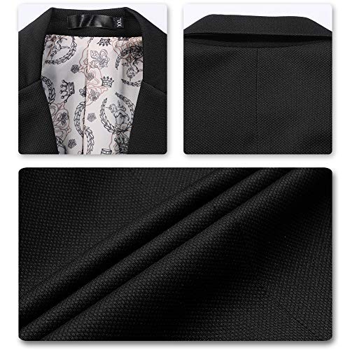 YOUTHUP Blazer Homme Veste de Costume Slim Fit Un Bouton Veston Blazer Homme Elégant Formel Casual décontracté Business Soirée, Noir, L - Image 4