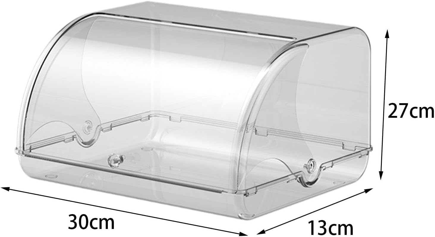 Recipiente Transparente para Pan para Cocina Y Panadería: Organizador con Tapa Enrollable para Productos Horneados Frescos, Galletas Y Almacenamiento En La Transparent