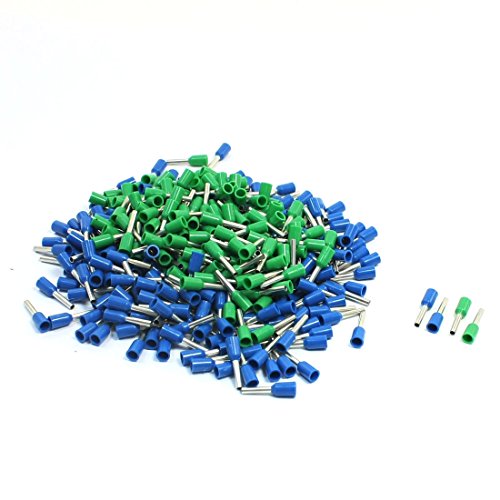 Terminales de virola E1008 de 18 AWG preaislados de plástico azul y verde con 380 piezas