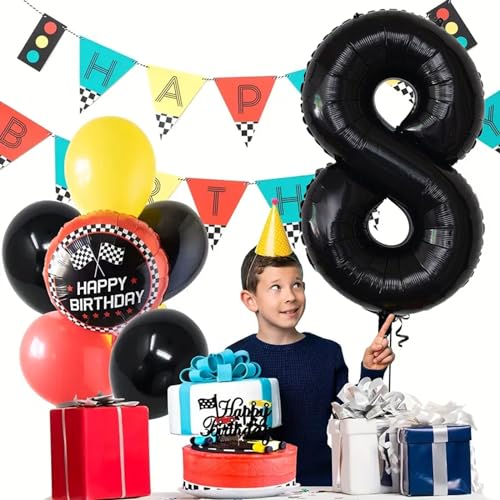 Image of Number Balloons Black Party Balloon - Giant Number 8 Balloon, 40 Inch Large Balloon for Birthday Decorations, Black Party Supplies for Men Women