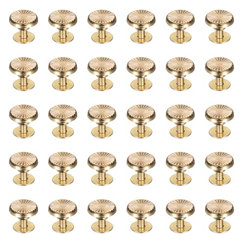 uxcell 30 Pcs Metal Stud Rivets 10mm Flower Shape Decoration Stud Rivet Screw Back Studs for Leather Bags Belt Clothes Shoes Purse Supplies DIY Craft Making, Gold