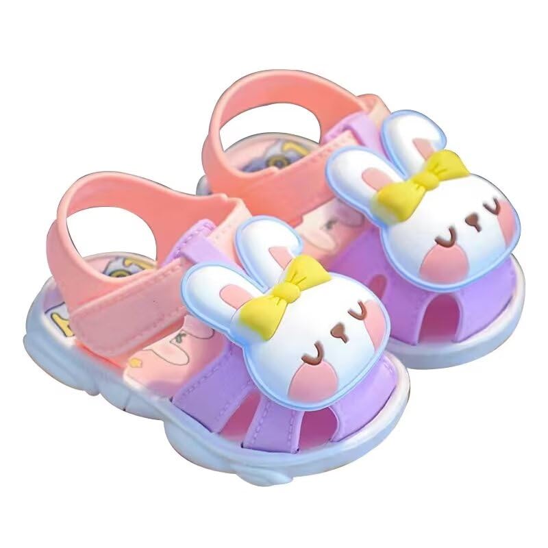Zonkacen Little Kids Boys Girls Lovely Animal Non Slip Wrap Toe Sport Sandals for Kindergarten Nursery School Learn Walk Play Games Running Purple 3 Infant