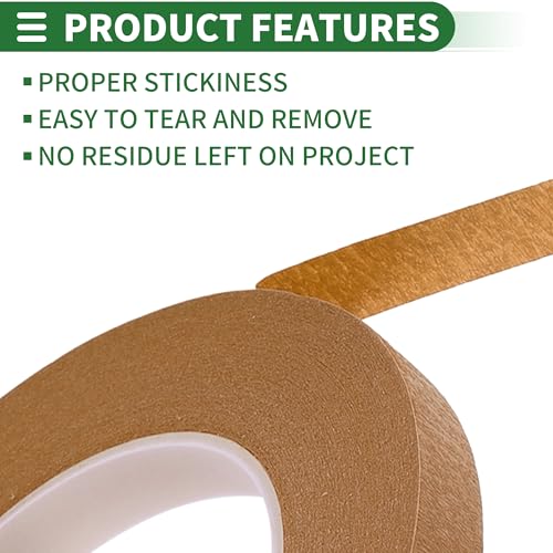 Image of Motoforti Universal Painters Tape Masking Master Tape 0.15cm /0.3cm /0.6cm /1.2cm /1.9cm x 55m Easy Removal Crepe Paper Brown 5 Pcs