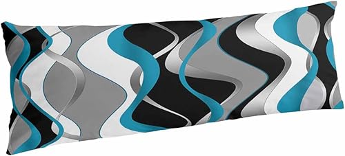 Miniatura 8 de Fundas de almohada modernas de tamaño estándar a rayas aguamarina, paquete de 2 fundas de almohada suaves para cama, funda de almohada lumbar de