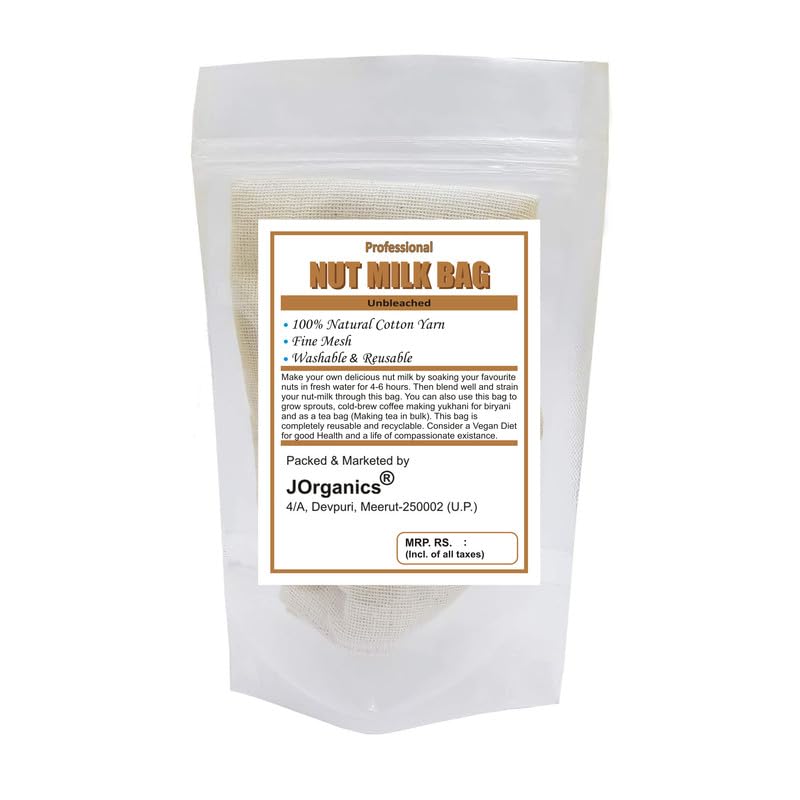 Image of Pure Cotton Nut Milk /Yogurt Bags for Straining, Juice | Reusable Straining Bag Spice Bag, Sprouting Beans Unbleached Cloth Bags for Kitchen -12 * 12 inch