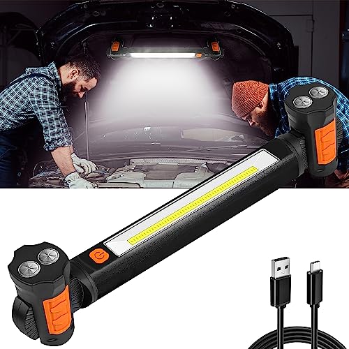 Work Light, 5200mAh Rechargeable Work Light with Hooks, 2500LM Bright Under Hood Work Light, Cordless Battery Powered Mechanic Light for Car Repair, Mechanic Tasks, Underhood Work and Emergencies Work Light, 5200mAh Rechargeable Work Light with Hooks, 2500LM Bright Under Hood Work Light, Cordless Battery Powered Mechanic Light for Car Repair, Mechanic Tasks, Underhood Work and Emergencies