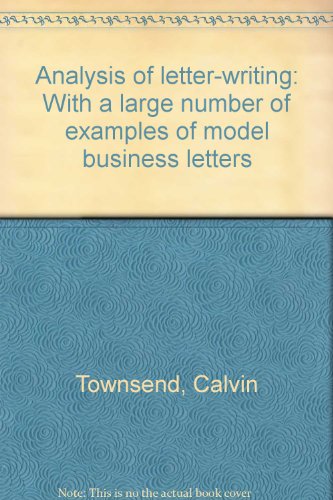 Analysis of letter-writing: With a large number... B00087HZ7Q Book Cover