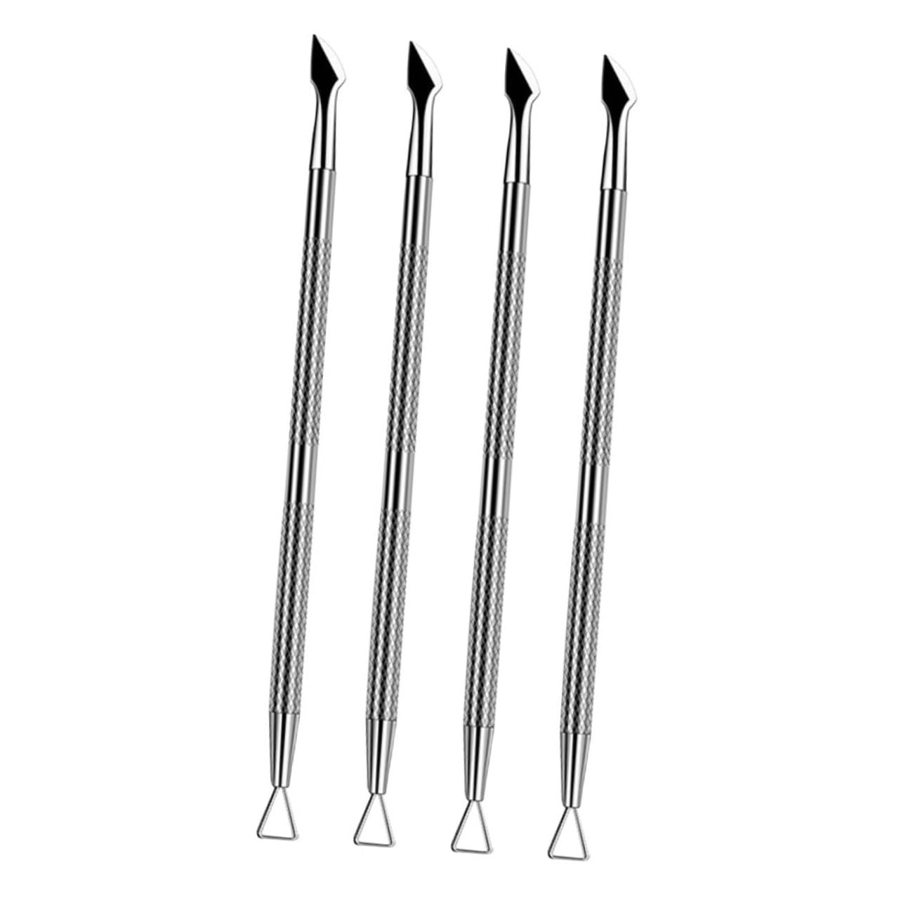 Gogogmee 4pcs Double-sided Cuticle Nail Cuticle Tool Set Bulk Pusher for Nail Art Stainless Steel Cleaner