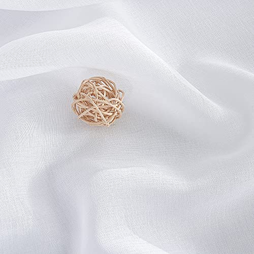 PONY DANCE Vorhang Weiß Transparent Kurze Gardinen mit Kräuselband 2er Set H 160 x B 140 cm Wohnzimmer Vorhänge mit Kräuselband Weiss Gardine Leinenoptik Transparent