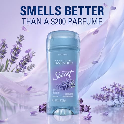 Image of Secret Fresh Antiperspirant Deodorant for Women, 72hr Breathable Sweat & Odor Protection, Instant Freshness & Gentle, PH Balancing Minerals, Clear Gel, Relaxing Lavender Scent, 2.6 oz (Pack of 2)