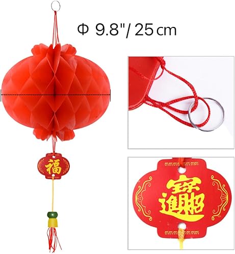 Miniatura 9 de Coopay 40 linternas chinas rojas para decoración de Año Nuevo, festival de primavera, boda, restaurante (8 pulgadas)