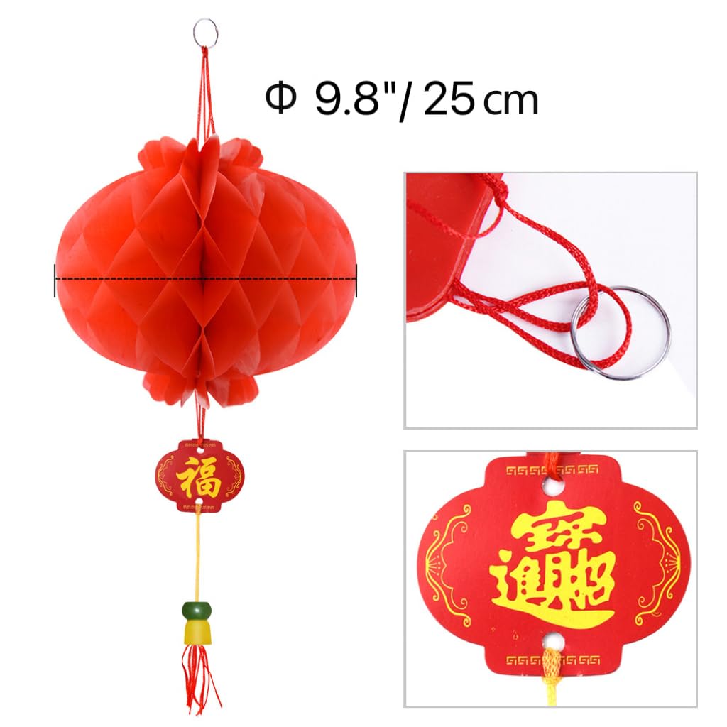 Coopay 20 Pieces Red Chinese Lanterns Decorations for Chinese New Year, Spring Festival, Lantern Festival Celebration Supplies Or Décor (10 Inches)
