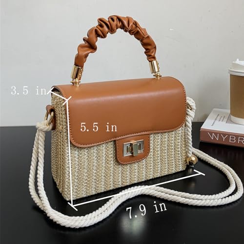 Casual Beach Bag, Straw Crossbody Bags For Women Vacation Purses Tote Summer Beach Straw Purse Shoulder Bag4
