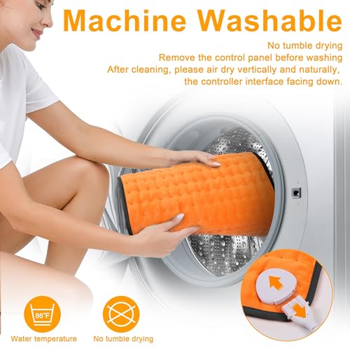 Image of Deepsoon Heating Pad,Electric Heating Pads for Back,Neck,Moist Heating Pad for Abdomen Shoulder Knee Legs,Dry /Moist Heat&Auto Shut Off,Mother's Day Birthday for Men and Women,Orange Black,24x20 Inch