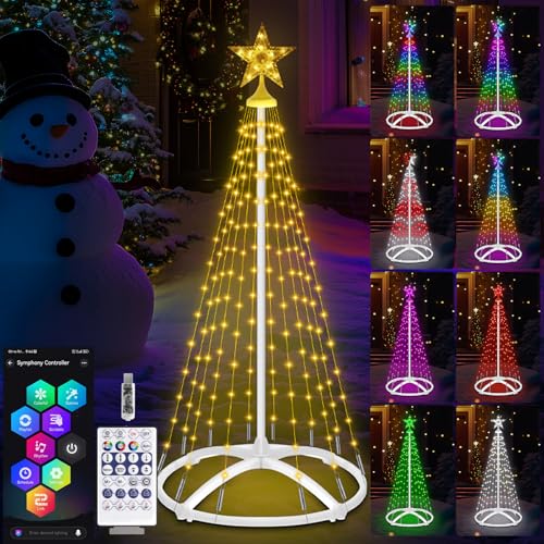 Smart LED Weihnachtsbaum Aussen, 166 LED RGB Musik-Sync...