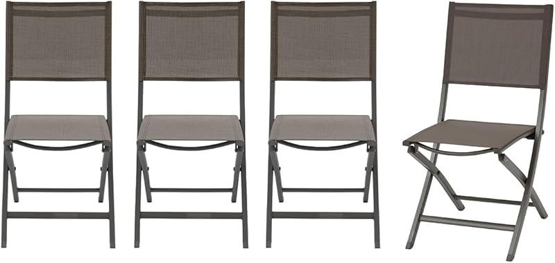 Hespéride - Lot de 4 chaises de Jardin Pliantes essentia wengé et praliné Aluminium et texaline