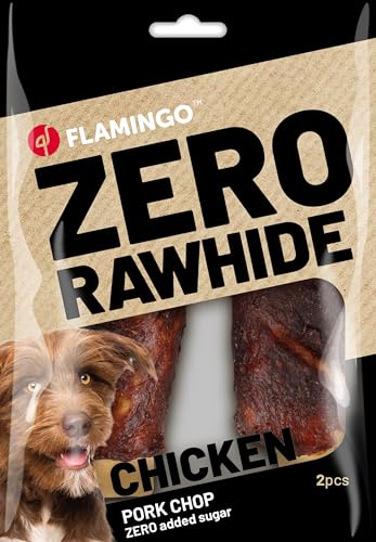Flamingo Leckerli Hund – Rippe ohne Rohhaut mit Huhn & Schwein – 80g – natürlicher Kauspaß
