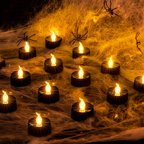 Image of BEICHI Flameless Candles, Battery Operated LED Tealights Votive Flickering for Party Halloween, Christmas, Wedding- 24Pack, Black Light