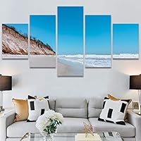 SIGNWIN 5 Panel Canvas Wall Art Aerial Beach Beach Coastal Cool Minimalism Multicolor Photography Relax/Calm for Home Decorations Ready to Hang - 60