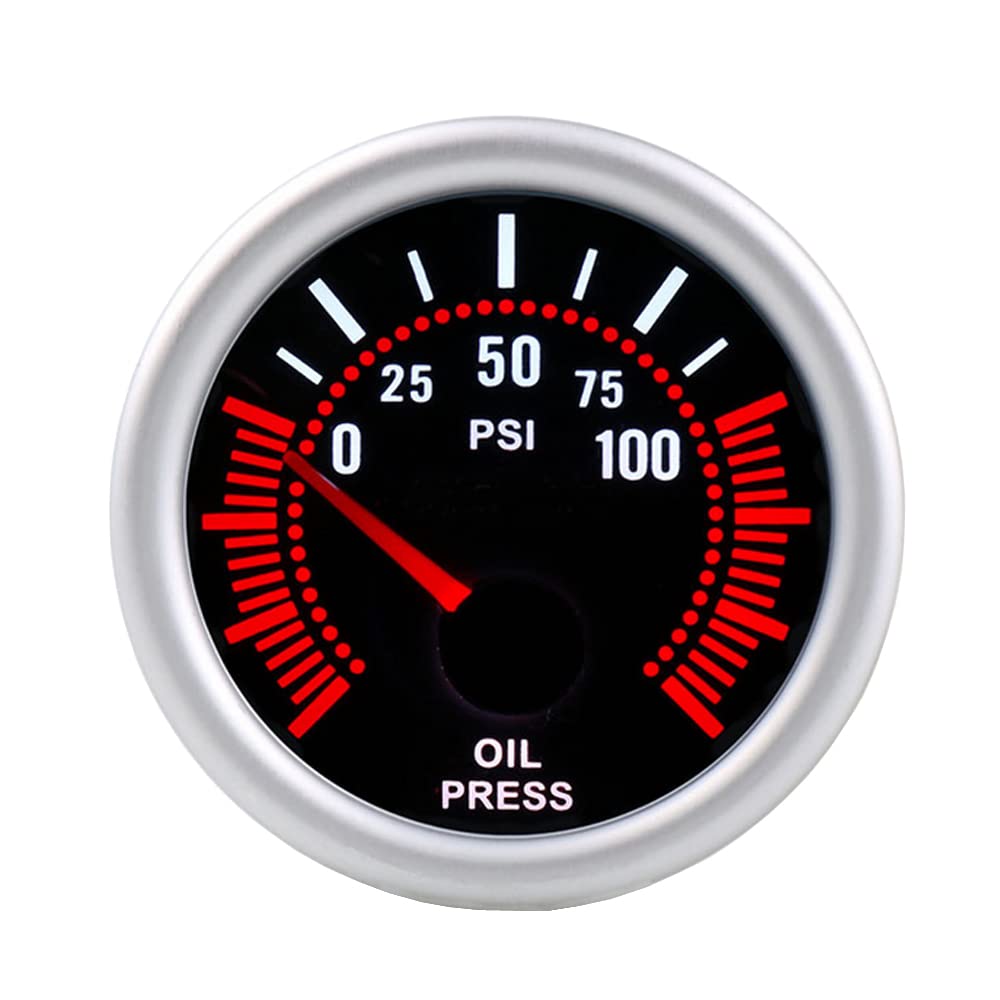 ETOPARS 52mm Motore Auto Kit Calibro Manometro dell'olio Frantoio Puntatore Indicatore Luminoso a LED Bianca Display Universale Fumo Tinta Len
