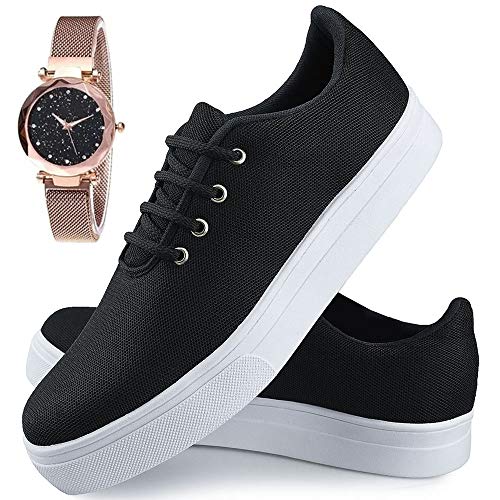 Tênis Fashion Casual Neway Preto + Relógio