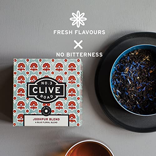 Image of Clive Road Earl Grey Tea - 50+ Cups, Premium Tea Box, With Natural Bergamot Oil, Orange & Cornflower Petals, Delicious Citrusy & Earthy Flavour, Brew as Hot or Iced Black Tea, 100 g