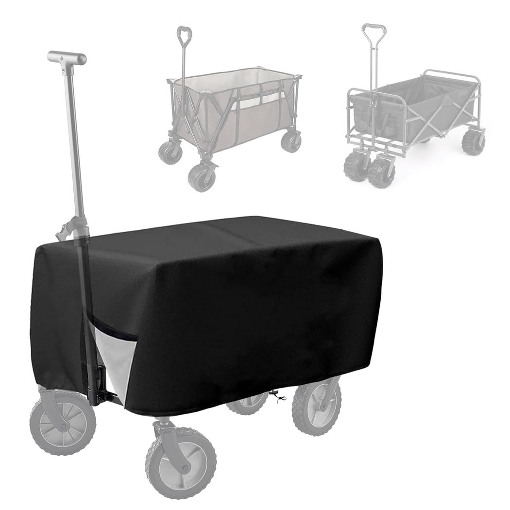 Wagenabdeckung für Outdoor, 420D Oxford Stoff Schutzhaube, wasserfeste Gartenwagen Abdeckung, staubdichte Schwerlast Abdeckung für klappbare Wagen, mit verstärkten Nähten und passgenauem Sitz