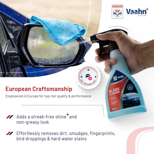 Image of HP Vaahn Car Glass Cleaner - 250 Ml | Anti-Fog Spray for Car Windshield & Mirror Cleaner | Streak-Free Shine | Dirt & Grime Removal | Crystal Clear Visibility in All Weather | Glass Cleaning Spray