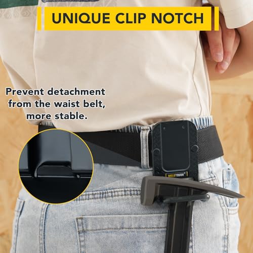 MELOTOUGH Hammer Holder for Belt,Hammer Loop Fit Up to 2\" Tool Belt,Holds Hatchet or Mallet,Made of Aluminum Alloy Material (Black),Father Day Deal