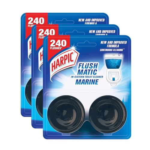 Image of Harpic 100 gm - Marine, Flushmatic In-Cistern Toilet Cleaner Blocks | Suitable for Toilet Bowls (Pack of 3)
