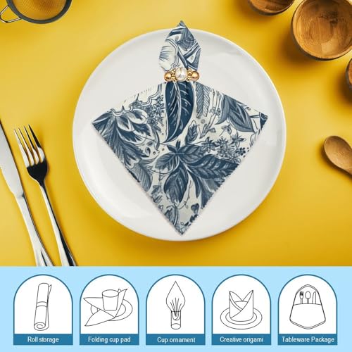 Servilletas de Tela Cuadradas Estilo Blanco Azul 4 Unidades miniatura 7