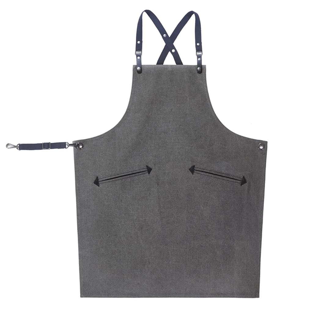 SSDD Tienda de té de láctea de Alta Gama Trabajo Barista Bakery Camarero Hombres y Mujeres Canvas Delantal (Color : Gray, Size : M)