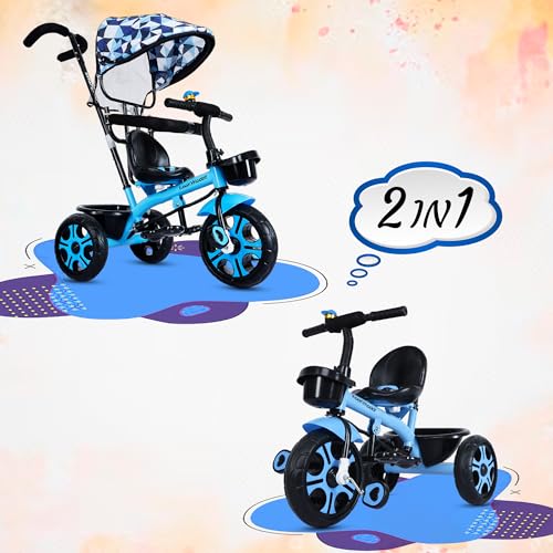 Image of AMARDEEP Baby Tricycle Rhodeo| Bis Approved Baby Tricycle - Safe, Stylish, And Sturdy | Plug And Play Assembly | Supports Up To 30 Kgs | Your Child'S First Adventure On Wheels! (Blue)