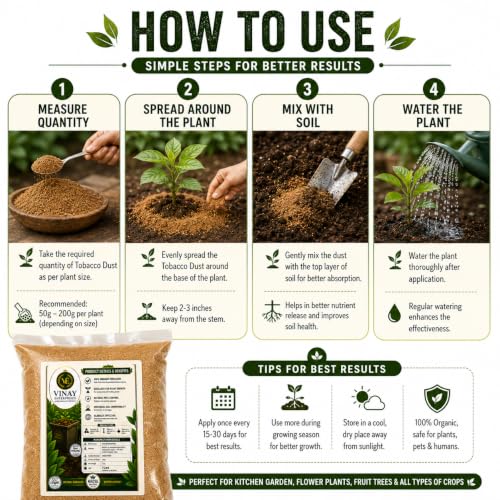 Image of Vinay Enterprises Tobacco Dust Organic Fertilizer for Plants | 100% Natural Soil Conditioner | Improves Soil Health & Root Growth | 1 kg