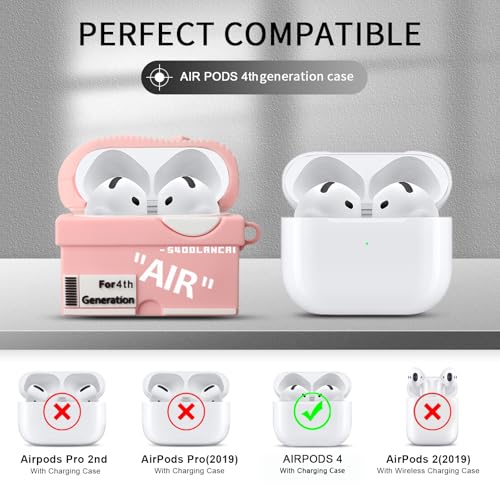Image of [2Pack] Gedicht for Apple Airpods 4th Generation Case Cover(2024), Cute Cartoon Shoe Box Soft Silicone Protective Cases for Airpods 4th Generation Case with Keychain for Women Men，Red+Pink