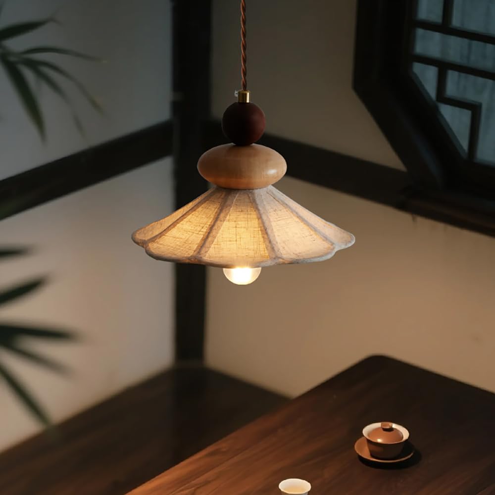 Lampe suspendue tissu blanc anti éblouissement avec hauteur réglable pour îlot