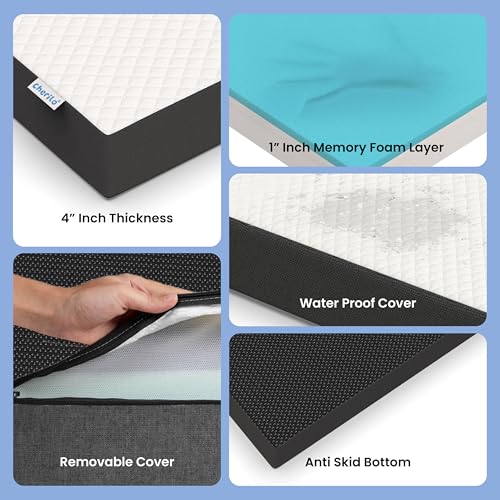 Image of Cherilo Memory Foam Baby Mattress for 0 to 2 Years | 1 Year Warranty | Suitable for Baby Cot, Crib, Bassinet, Washable Waterproof Cover - 48 inch x 24 inch x 4 inch - Pack of 1