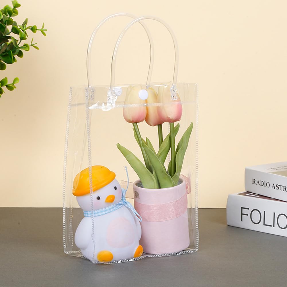 25 Pezzi Sacchetti Regalo Trasparenti Con Maniglie, 23CM X 17CM