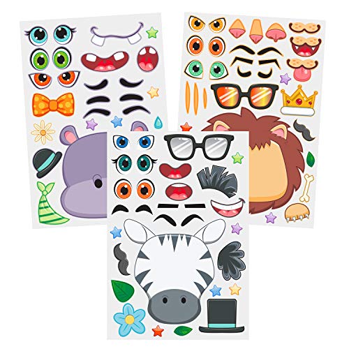 Joyin 36 Pcs 9.8”X6.7" Make-A-Face Sticker Sheets Make Your Own Safari Animal Mix And Match Sticker Sheets With Safaris Animals Kids Party Favor Supplies Craft #TOP1