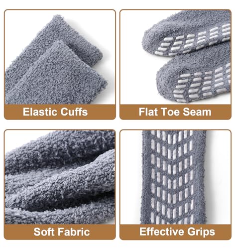 Bevigorio Non Slip Slipper Socks for Women Hospital Fuzzy Socks with Grips Cozy Grippy Winter Warm Gifts3