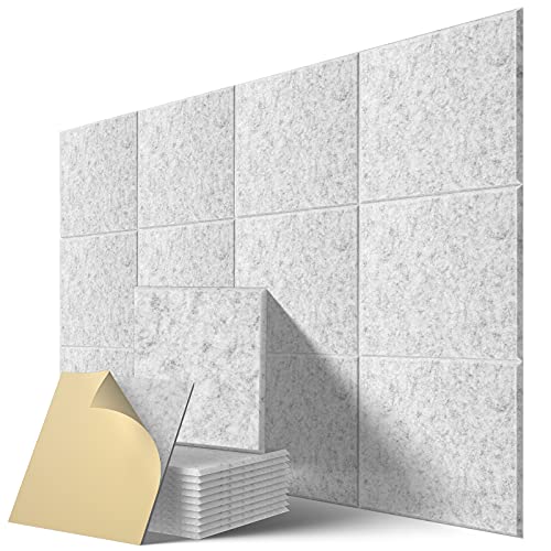 Image of 22 Pack Self Adhesive Acoustic Panels, 12 inch X 12 inch X 0.4 inch High Density Polyester Sound Proof Foam Panels for Walls, Soundproof Wall Panels for Home & Office (Sliver Gray)