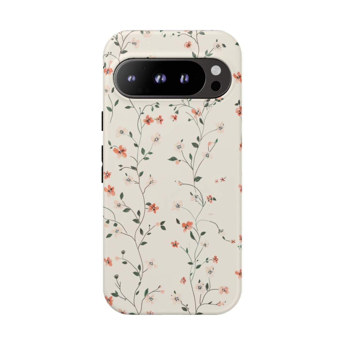 Coque rigide Pixel 9 Pro mate motif floral design premium