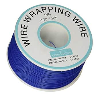 Xiaoyztan Blue PCB Solder Wrapping Wire PVC Coated Tin-Plated Copper 30AWG Wire Cable Roll 1000Ft P/N-30-1000