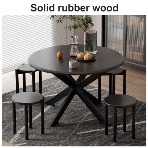 Image of Bar Stools Set of 4, Stackable Stools,Wood Stool,18 Inch Stool,Stacking Stools,Nesting Stool,Classroom Stools,Sturdy and Durable,No Installation Required,Top Stackable Round Stools (Black)